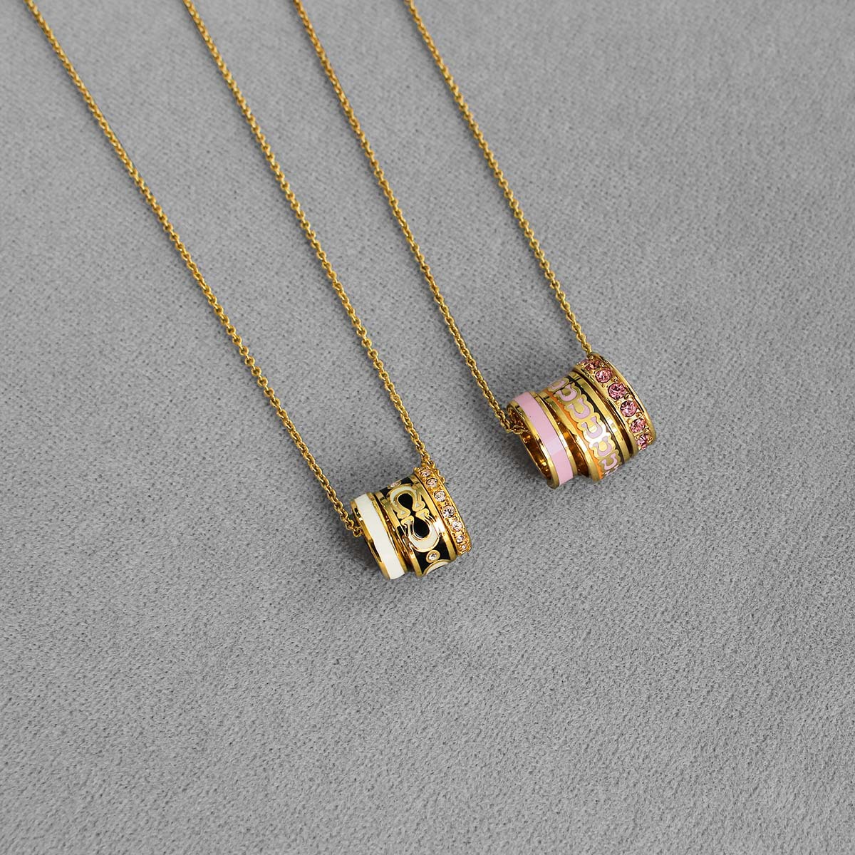 C家彩色涂釉三色环项链 轻奢高级感简约小香风珐琅涂釉宝石锁骨链详情4