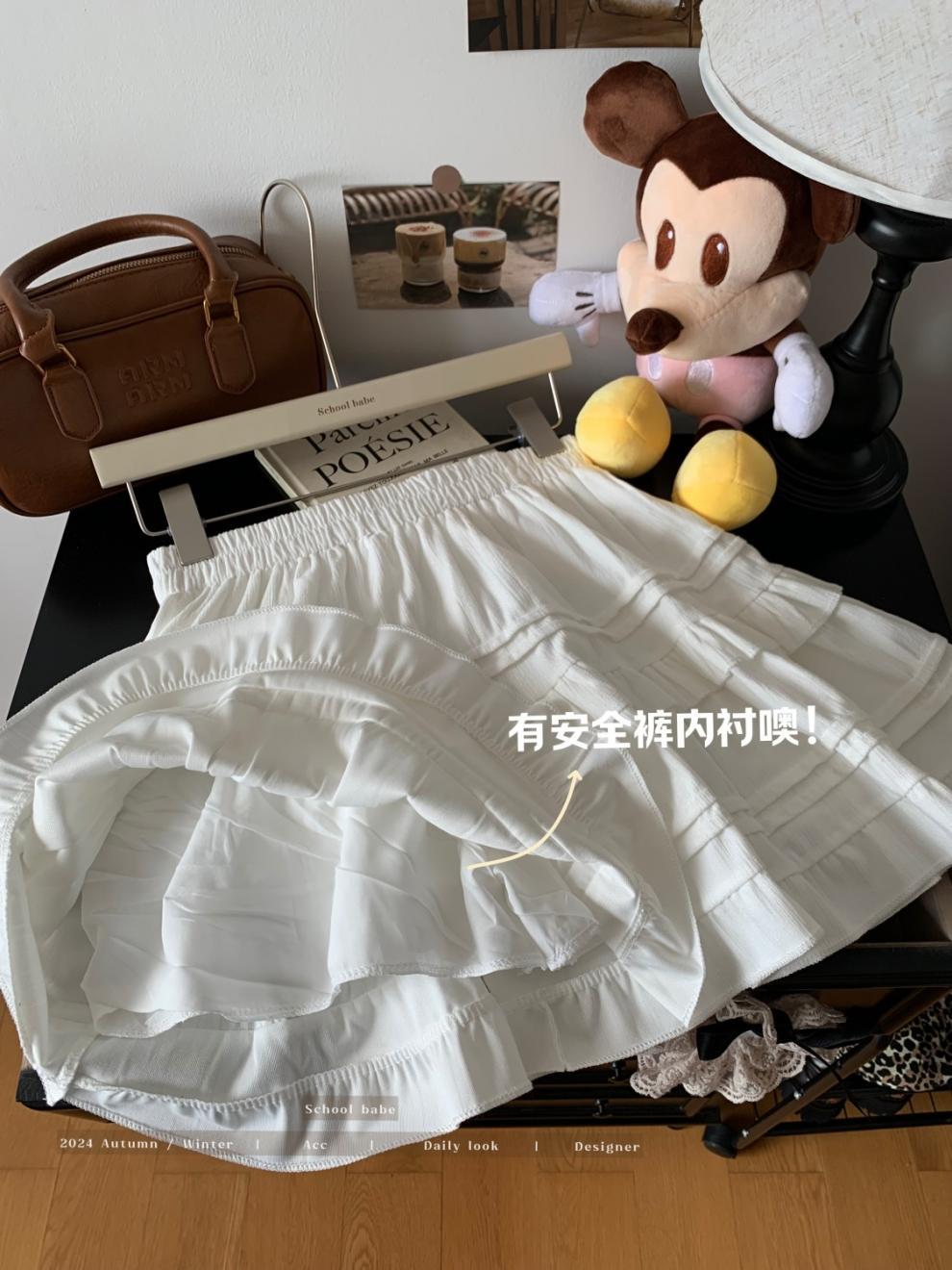 白色芭蕾风蛋糕半身裙女秋冬高腰显瘦松紧腰A字裙蓬蓬百搭短裙子详情8