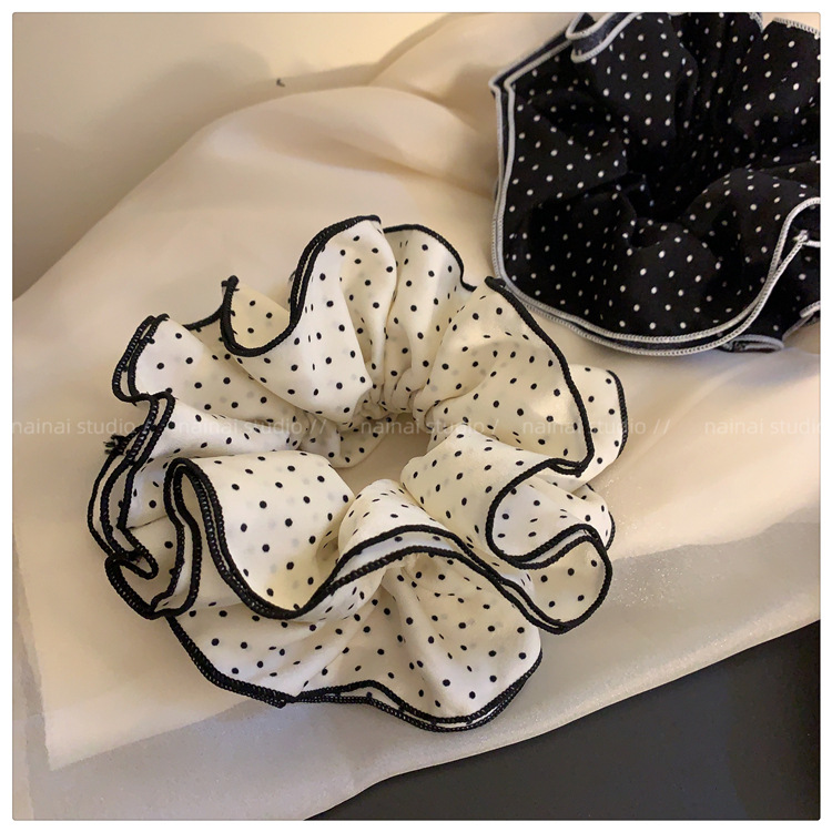 法式优雅波点大肠发圈网红2025新款简约温柔低马尾头绳女款发圈详情2