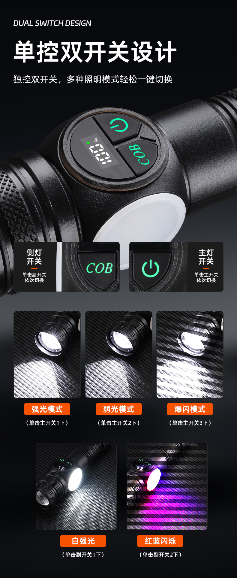 New cross-border multi-functional high-intensity flashlight, outdoor COB side light portable outdoor emergency maintenance strong magnetic flashlight pic 10