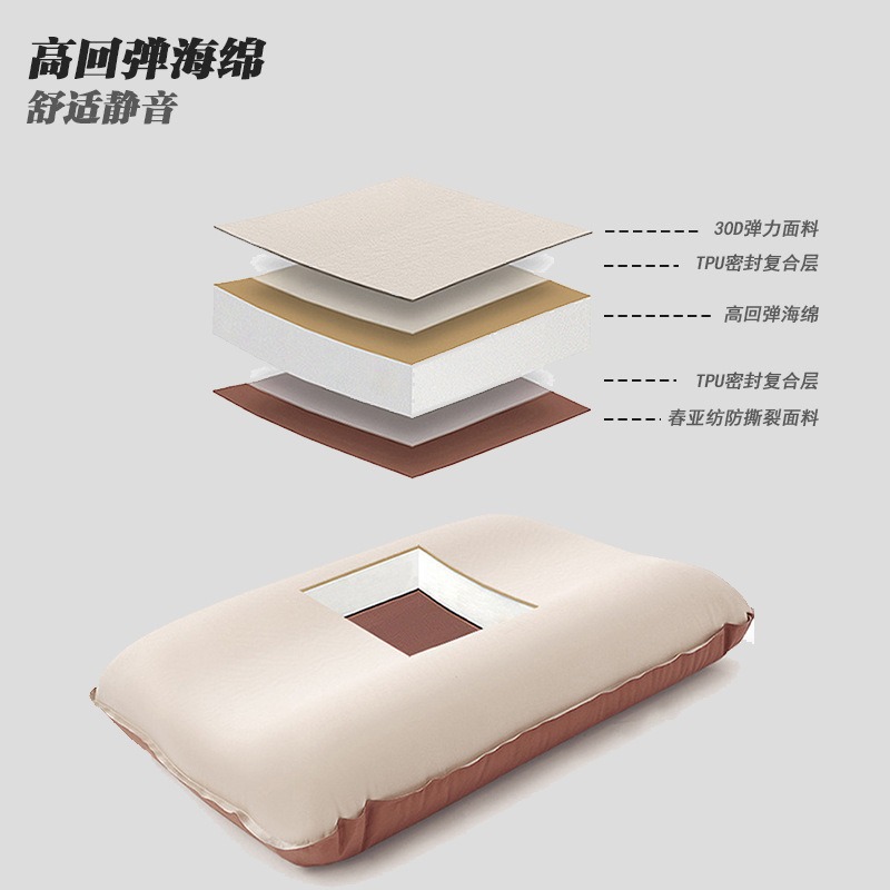 户外野营充气枕头TPU超柔软自动充气高回弹海绵充气枕头便携式详情8