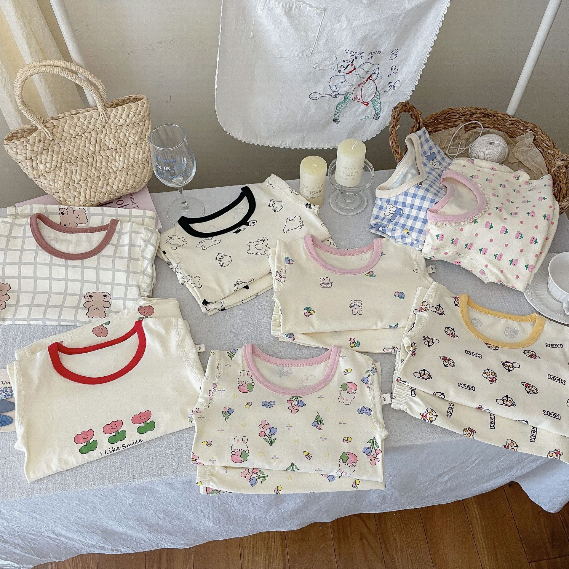 A类纯棉男女童宝宝秋季家居服内衣套装韩版无感印花睡衣秋衣秋裤详情18