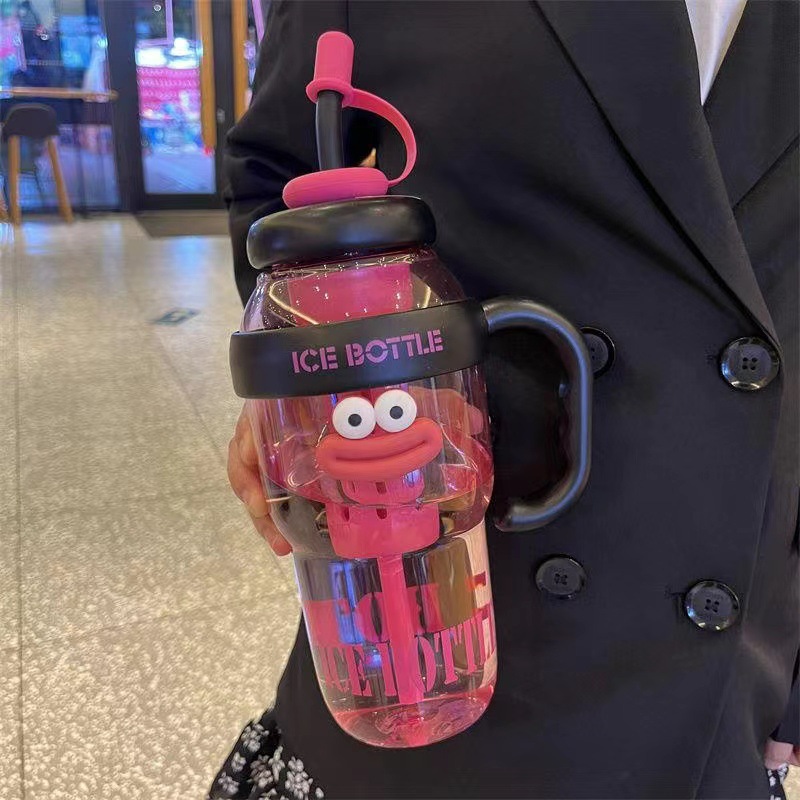New large-capacity 2025 ice cup, high appearance level, large-mouth cup for girls, convenient with straw, tea strainer, flower tea, plastic cup pic 9