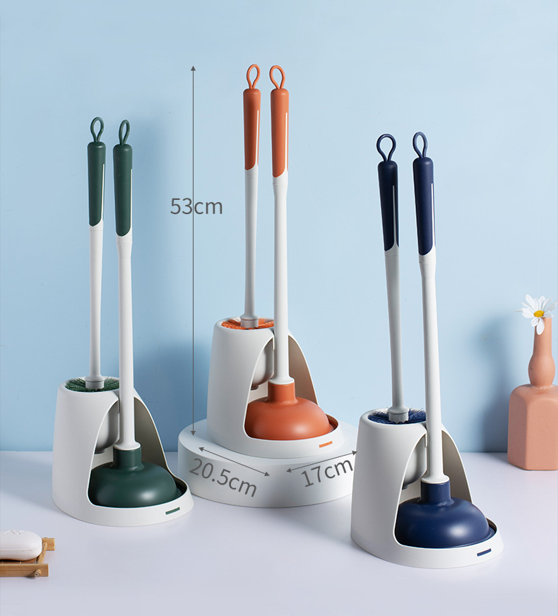 Shunmei Toilet Brush with suction and Unblocking Combination is a must-have for cleaning every corner of the bathroom. It is a household plastic unblocking water pull brush pic 11