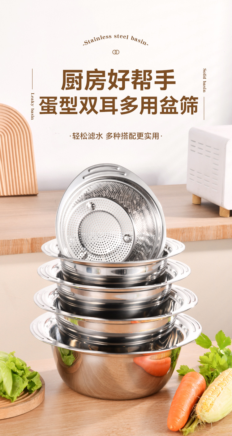 乐氏不锈钢盆筛超洁1 2洗米筛多功能沥水盆筛商用菜篮沥水篮新款详情1