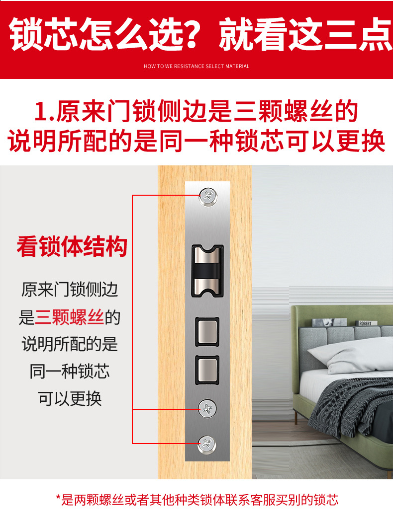 小70锁芯通用型锁心室内房间门木门家用门锁配件老式执手锁具全铜详情1