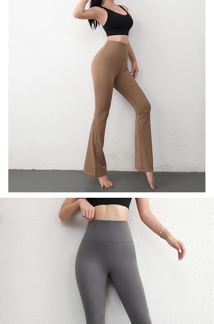 lulu foreign trade high-waisted, hip-lifting flared pants, seamless nude yoga fitness pants for women pic 15
