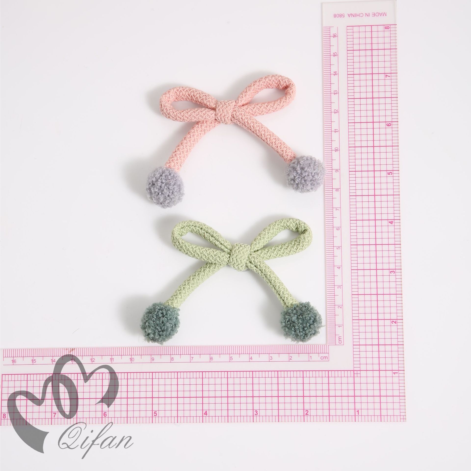 双色毛棉线手打结加球 布艺手工服饰配件小结 毛棉格手打结+球详情8