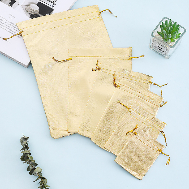 厂家现货 金银布束口袋 首饰包装抽绳小袋子 珠宝饰品便捷收纳袋详情2