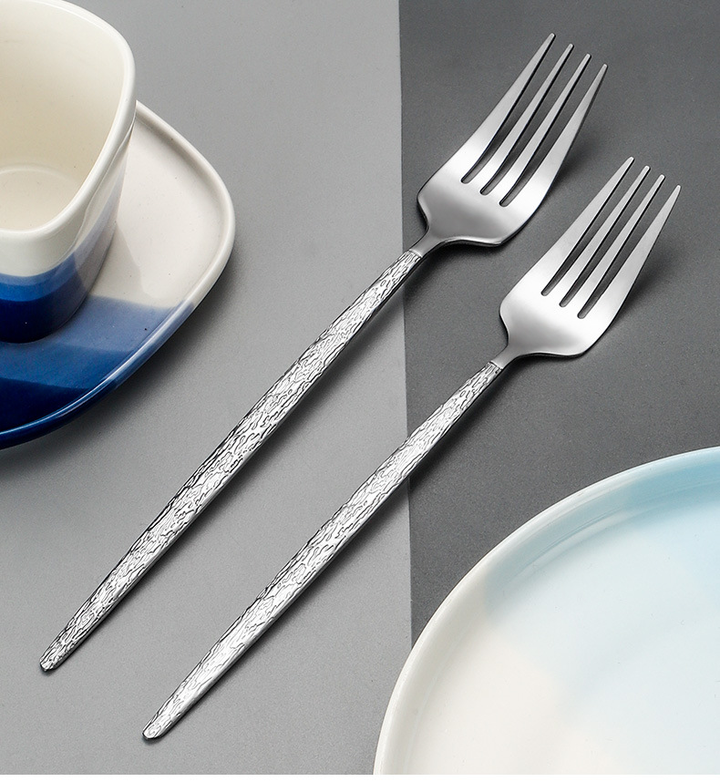 不锈钢锤纹葡萄牙餐具刀叉勺6件套跨境亚马逊牛排刀叉勺甜品勺详情10