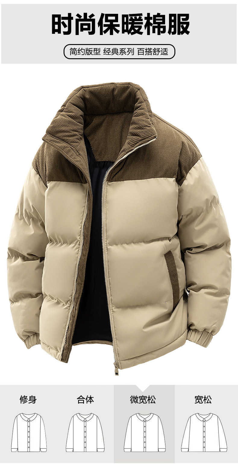 Cross-border cotton-padded jacket for men with fleece 2025 winter new style thickened warm and cold-proof cotton-padded jacket, cotton-padded coat, trendy, can be opened again pic 2