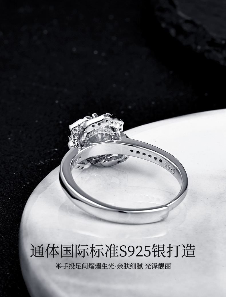S925 sterling silver moissanite ring, a niche high-end light luxury style gold cross-border bestseller from Europe and America, wholesale finger ring pic 8