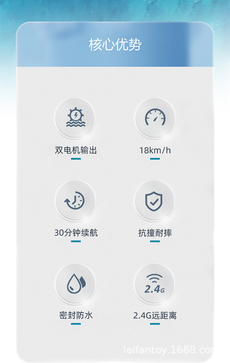 New cross-border remote-controlled boat, wireless electric, long-range, high-speed, 2.4G rechargeable speedboat model, mini for children on water pic 2