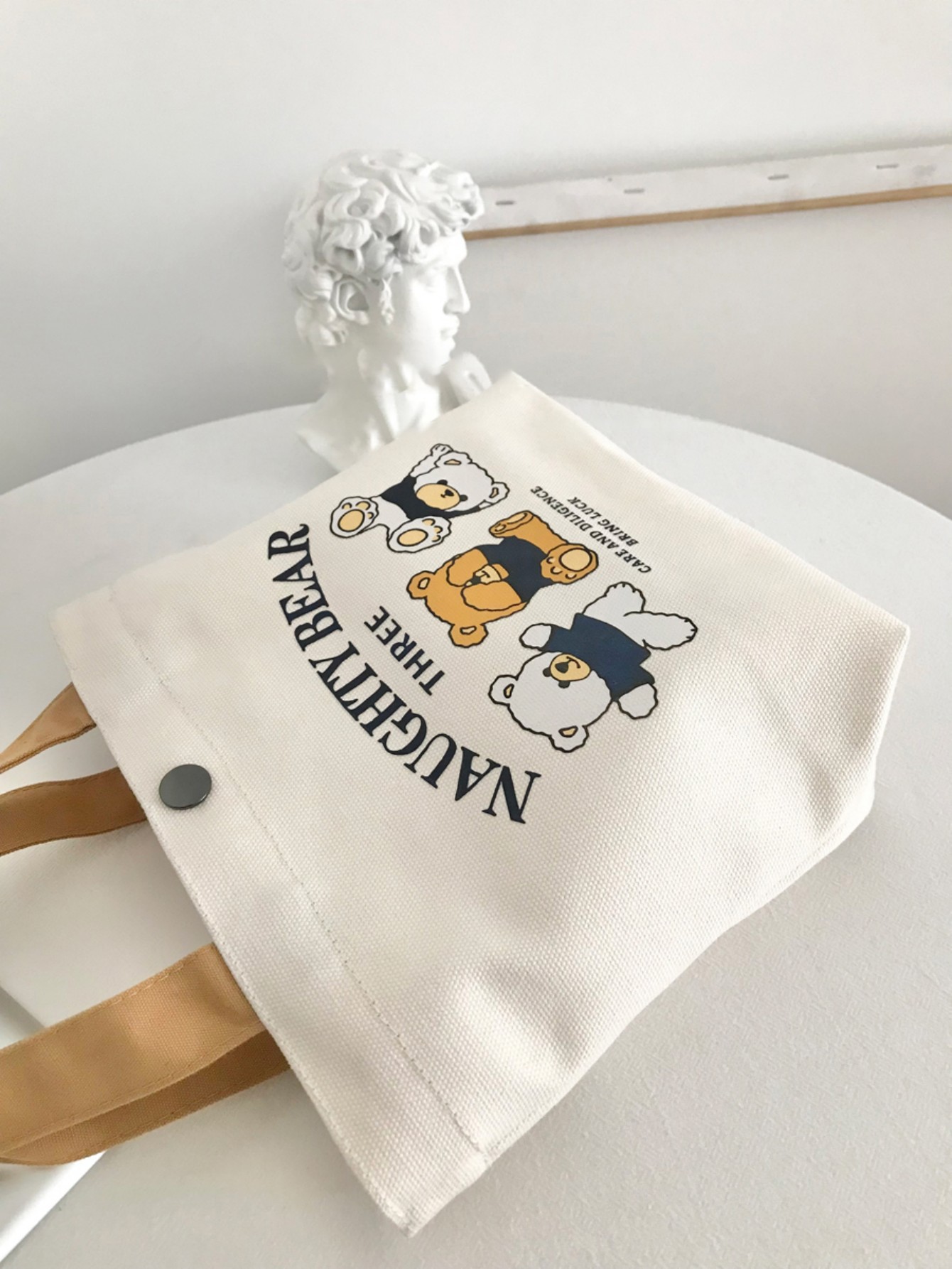 新款小熊帆布包女学生便携上班小号手拎便当包手提包帆布袋礼品袋详情5