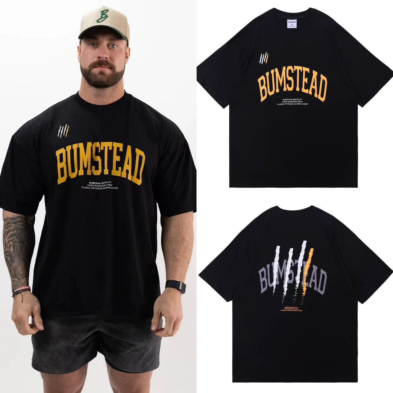 GYMSHARK鲨鱼杠铃片美式宽松短袖男女健身运动重磅棉透气五分袖详情3