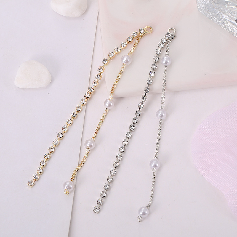 新款diy水钻爪链烧焊耳饰流苏配件耳环百搭心形圆形五角星耳线详情4