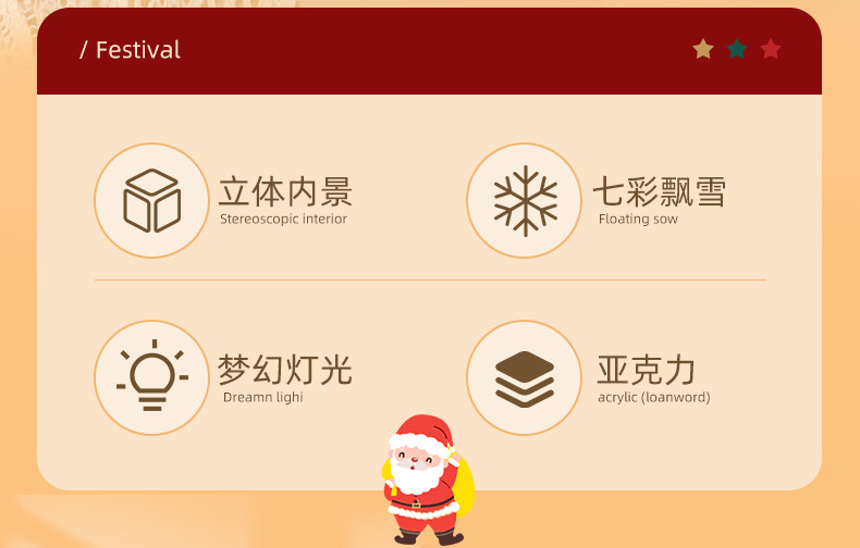 新款圣诞老人注水桌面装饰摆件 仿古火车音乐盒小夜灯 圣诞节礼物详情3