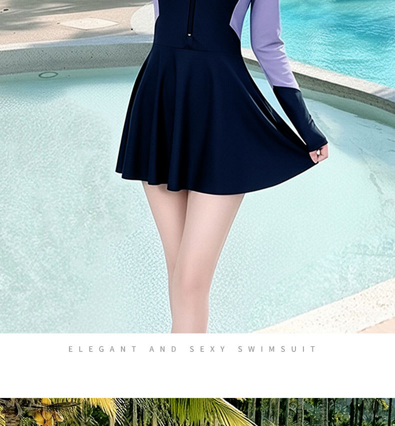 泳衣女款连体长袖独立长裤两件套装运动休闲全身防晒显瘦泳装批发125160详情5