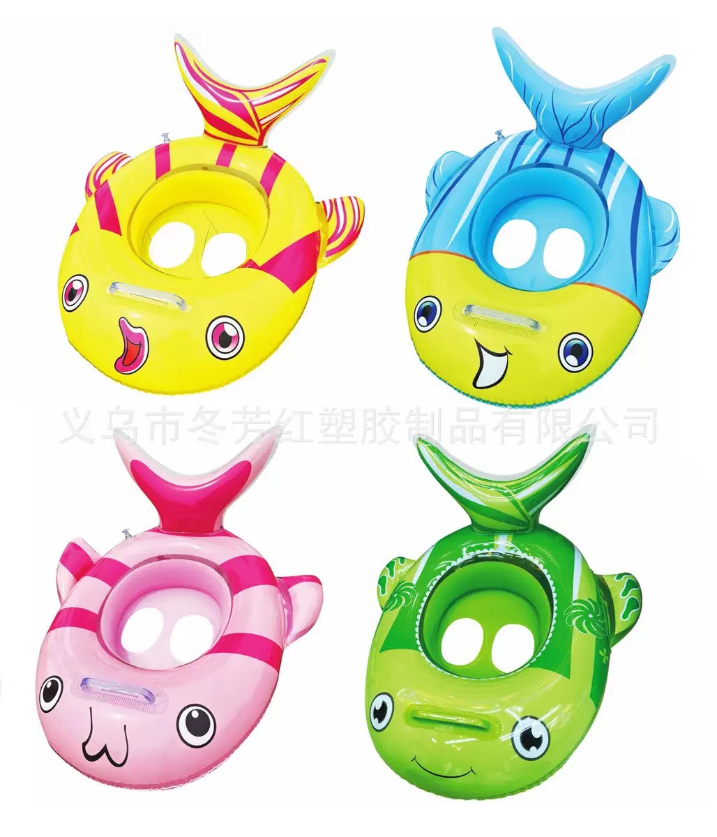 厂家直供新款PVC可爱表情充气儿童游泳圈动物座圈带把手运动户外游泳用品详情3