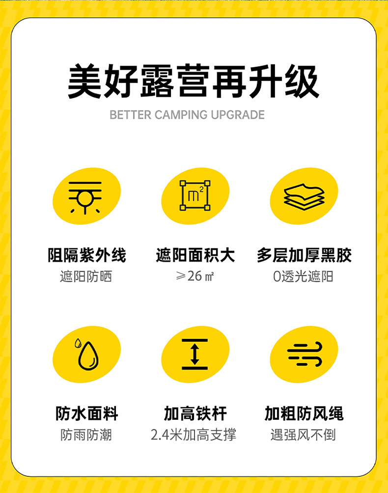 天幕户外3-4人牛津布加厚遮光黑胶遮阳棚防晒野营露营用品帐篷详情5