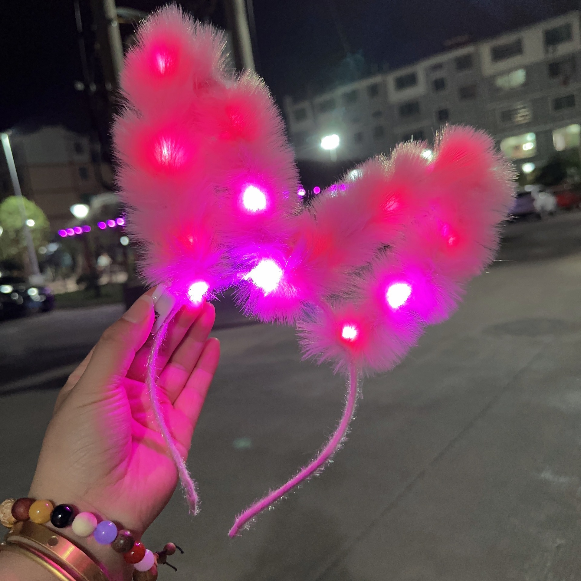New 14-lamp Furry Rabbit Ear headband, plush rabbit ears · Sparkling Fairy headwear pic 8