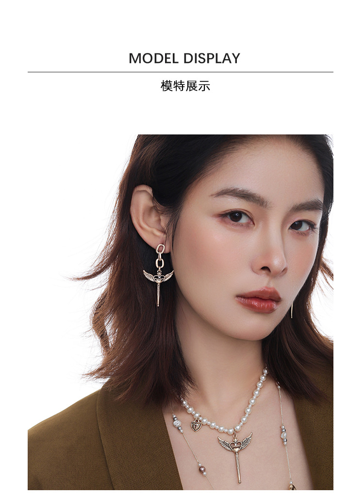 丘比特之翼系列耳环原创设计感精致时尚复古高级感独特百搭耳饰女详情6