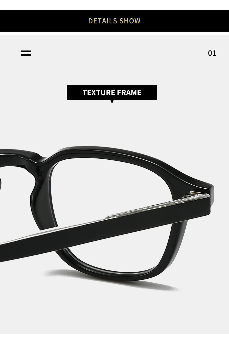 跨境i潮ns风TR90眼镜插芯脚超轻防蓝光平光眼镜可配近视眼镜框架详情15