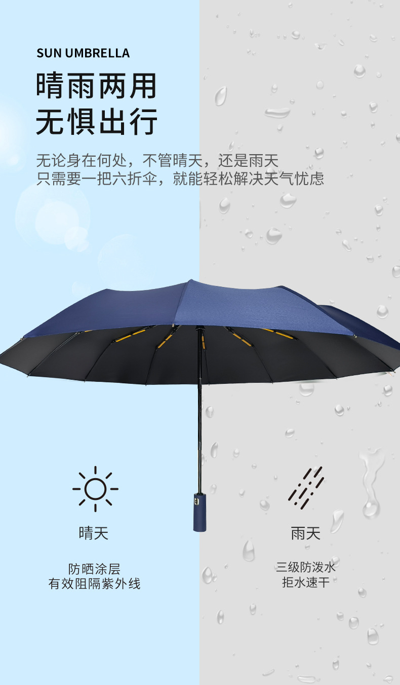 雨伞大量批发正向雨伞广告伞定logo制全自动遮阳防晒伞晴雨伞折叠详情6
