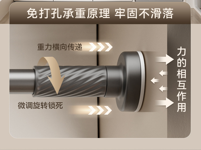 百悍晾衣杆伸缩免打孔窗帘杆家用卫生间浴帘杆衣柜挂衣杆伸缩杆详情9