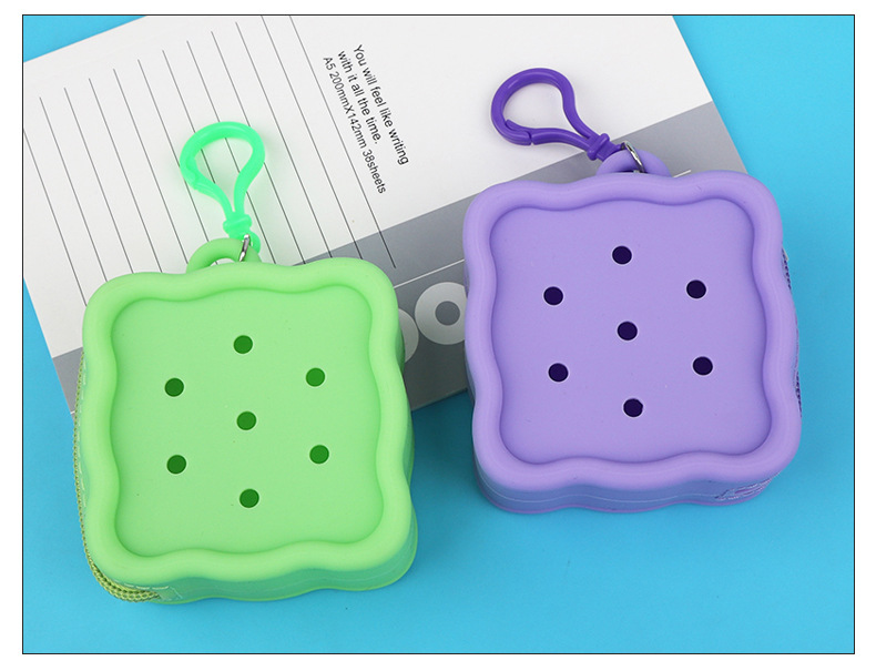 2024新款洞洞零钱包糖果色钱包钥匙扣学生书包挂件情侣方形耳机包详情5