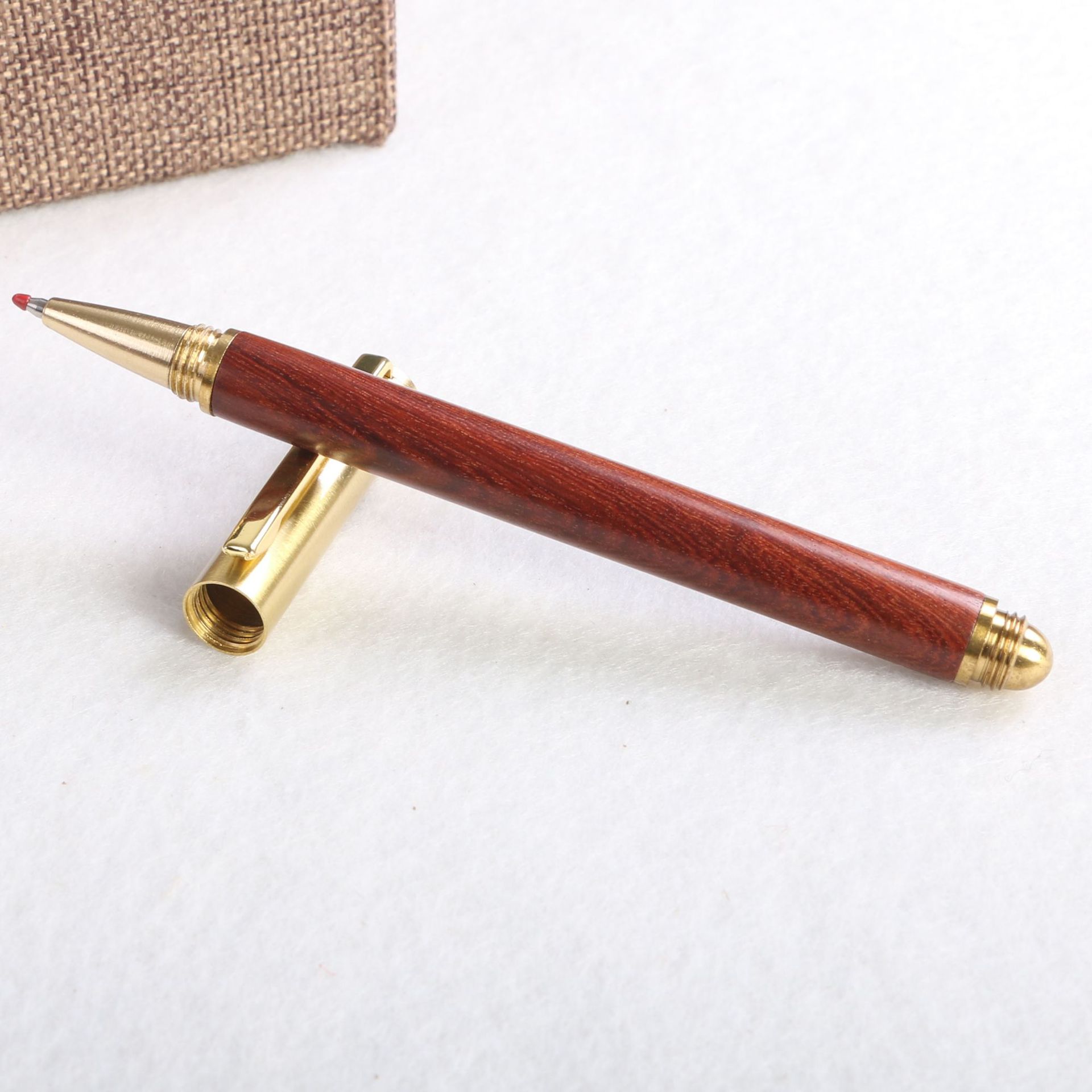 Wooden business pearl signature pen, brass solid wood pen clip, gel pen, LOGO printed, laser customized signature pen pic 18