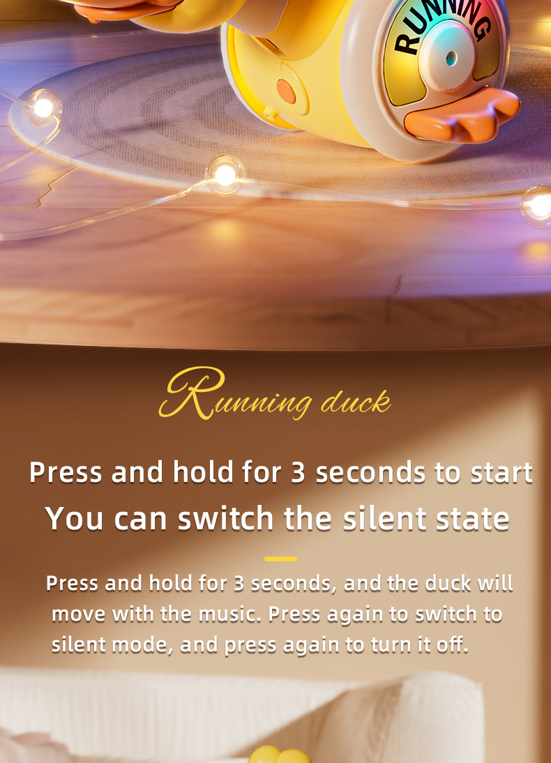2025跨境电动万向旋转鸭儿童萌趣声光转转鸭小宝宝引导学爬玩具鸭详情12
