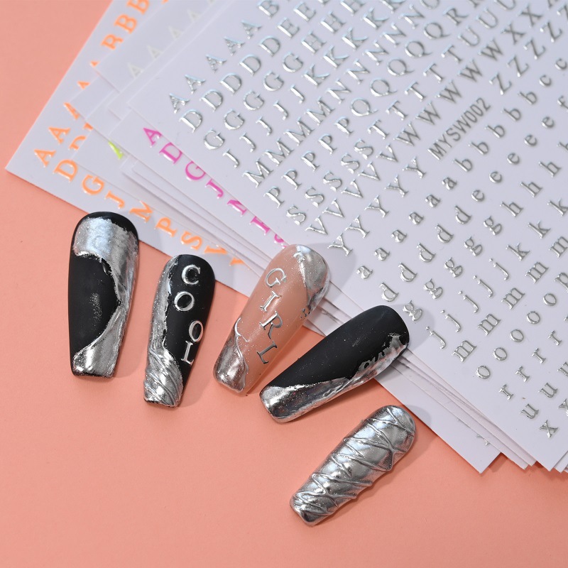 Overseas best-selling 12-color letter nail stickers, English letter upper and lower case fluorescent nail stickers, DIY nail decoration pic 10