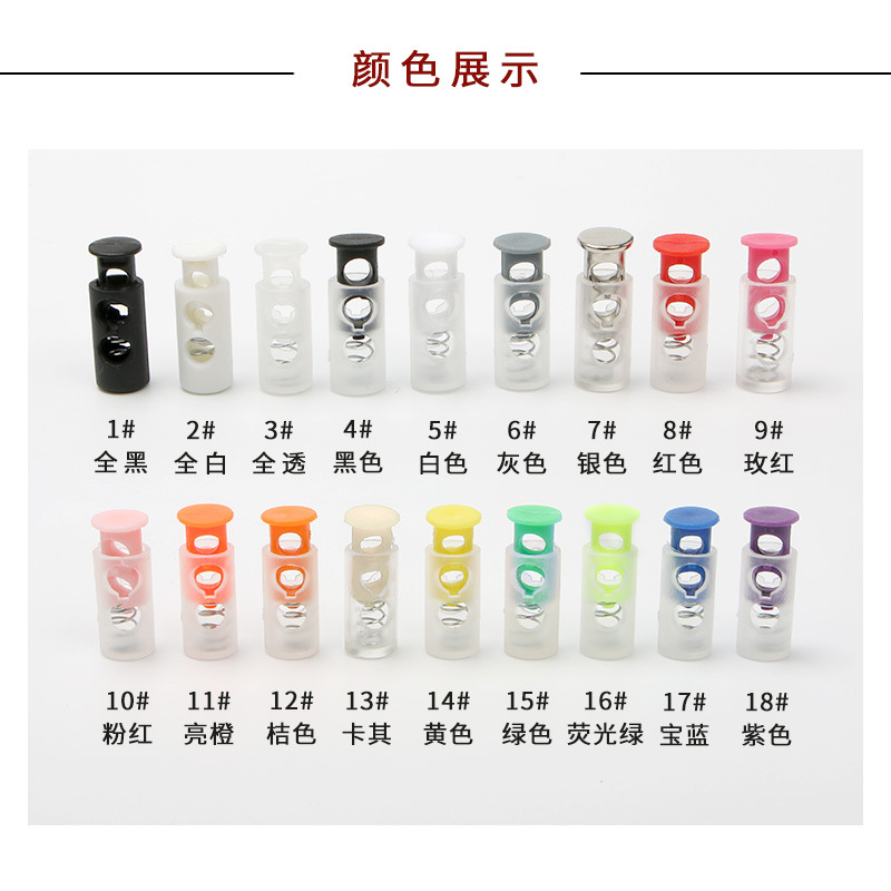利百加弹簧扣塑料单孔调节纽扣吊钟帽双孔圆形穿绳扣子黑色猪鼻扣详情24