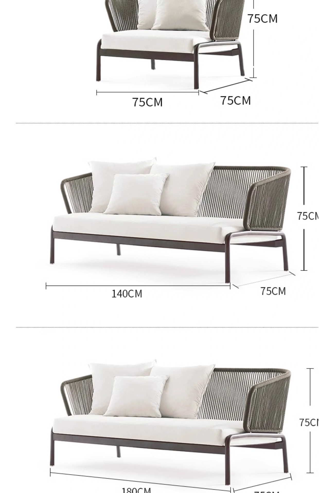 Outdoor leisure furniture, rattan sofa combination, open-air balcony rattan chair, model room, courtyard garden sofa, living room pic 20