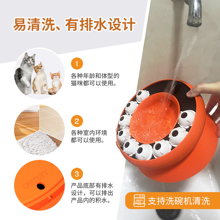 A new bestseller from a pet supplies manufacturer and wholesale company, the Amazon rotating leaky slow-eating cat bowl, an educational cat toy pic 18