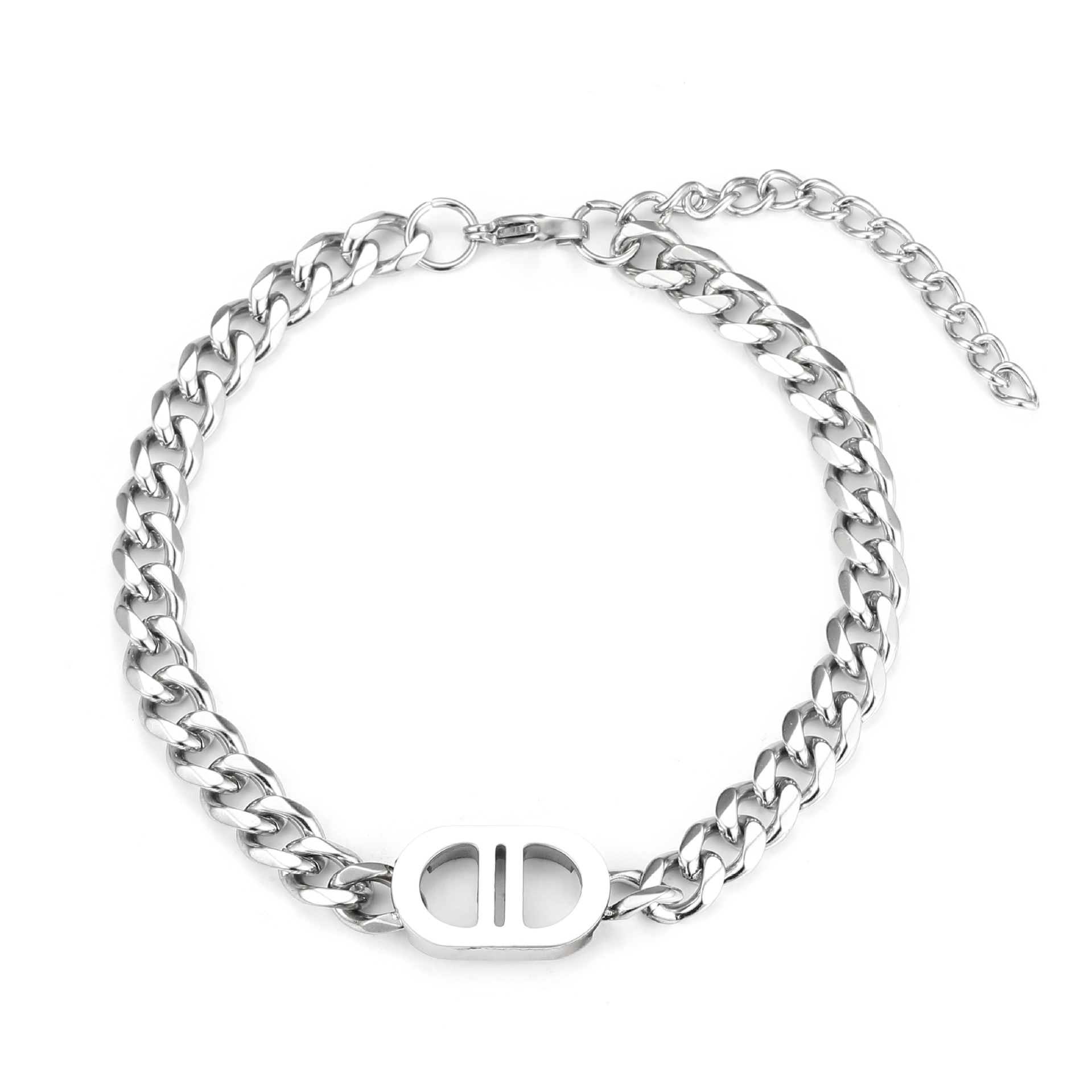 European and American cross-border simple titanium steel bracelet, non-fading accessory, popular stainless steel bracelet, hip-hop couple accessory chain pic 2