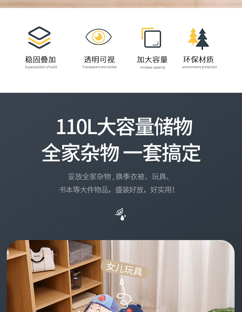 透明收纳箱大号衣服裤子折叠储物箱尼龙防水网格衣物整理箱批发详情15