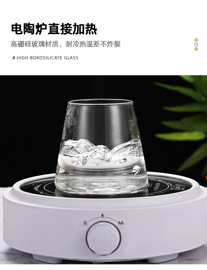 日式耐热玻璃杯创意富士山水杯家用早餐牛奶杯咖啡杯威士忌啤酒杯详情9
