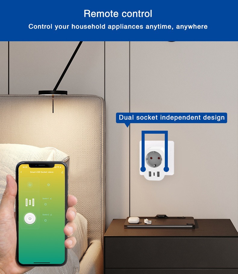 أداة التوصيل الذكي Wifi Wefi Wefi Europe Up: Up، Up، Up، Tuya Web pic 3