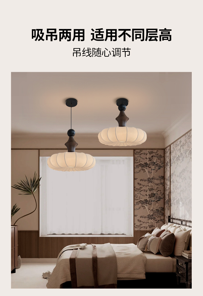 Zhaoying Bamboo Joint retro vintage bedroom chandelier, log style dining room lamp, high-end room solid wood wabi-sabi style lamp pic 7