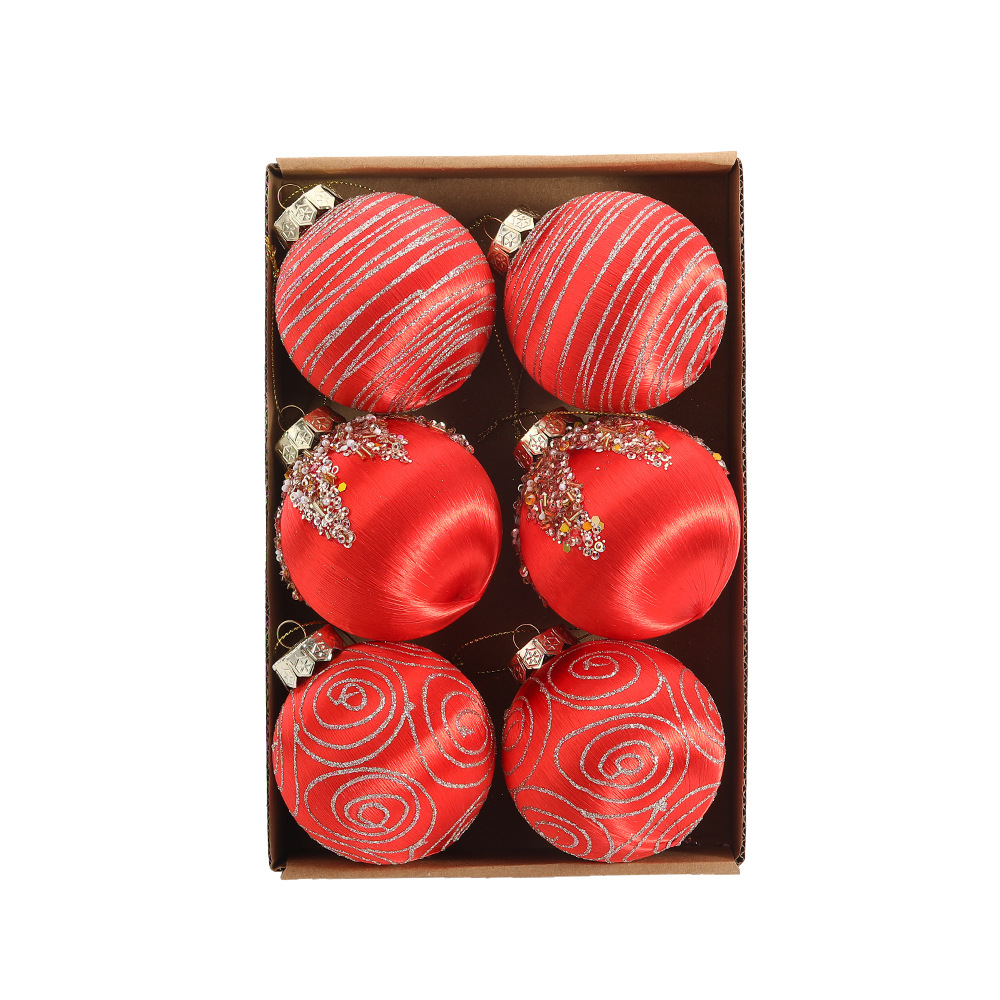 Cross-border hot sale 8cm hilo de seda bola de navidad arreglo de ambiente festivo árbol de navidad colgante bola colgante tienda tienda ventana decoración pic 12