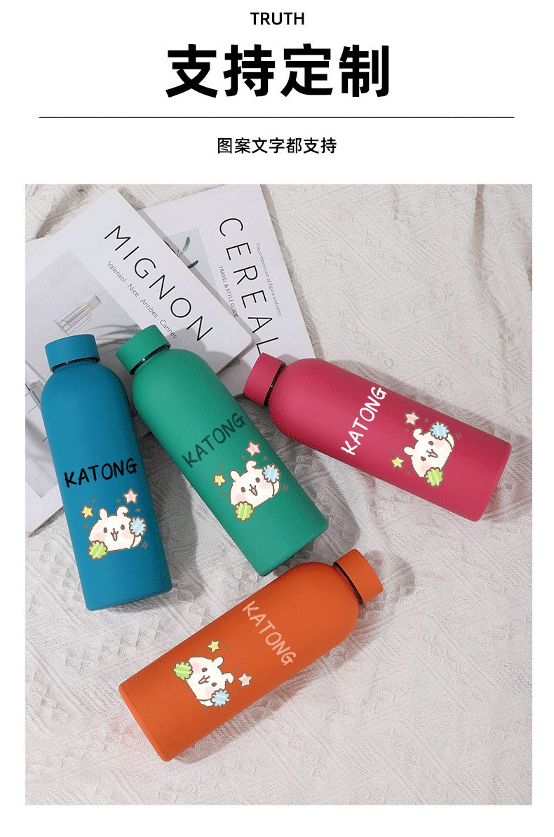 亚马逊304不锈钢保温杯美式小口瓶户外运动水杯大容量磨砂漆水瓶详情7