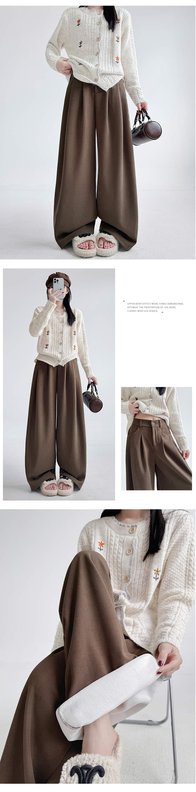 灯芯绒西装裤女秋冬新款小个子高腰显瘦直筒裤休闲慵懒加绒阔腿裤详情10