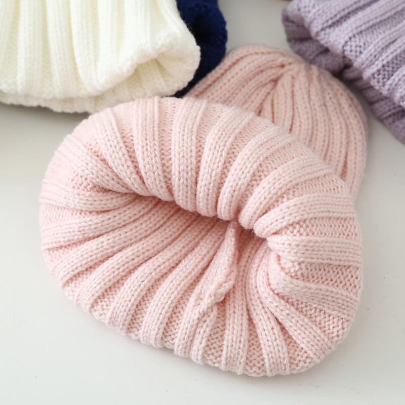 秋季儿童针织纯色帽子糖果色宝宝小孩男童女童保暖套头毛线帽秋冬详情14