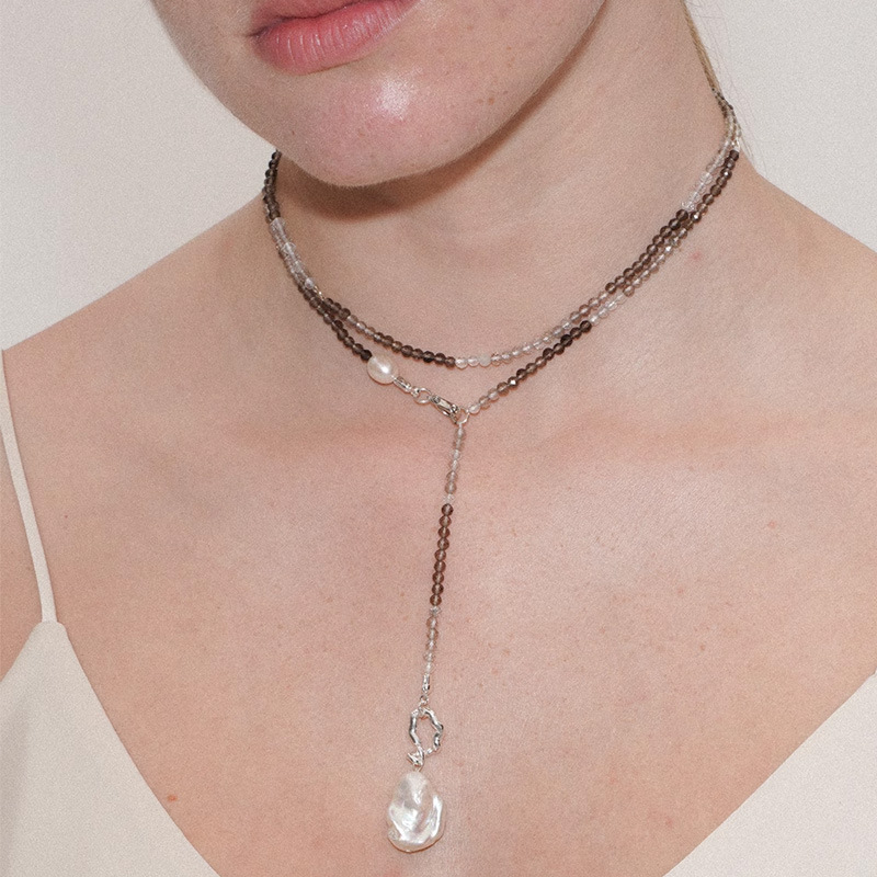 2025新款天然水晶巴洛克珍珠复古高级串珠长项链毛衣链极简秋冬详情3