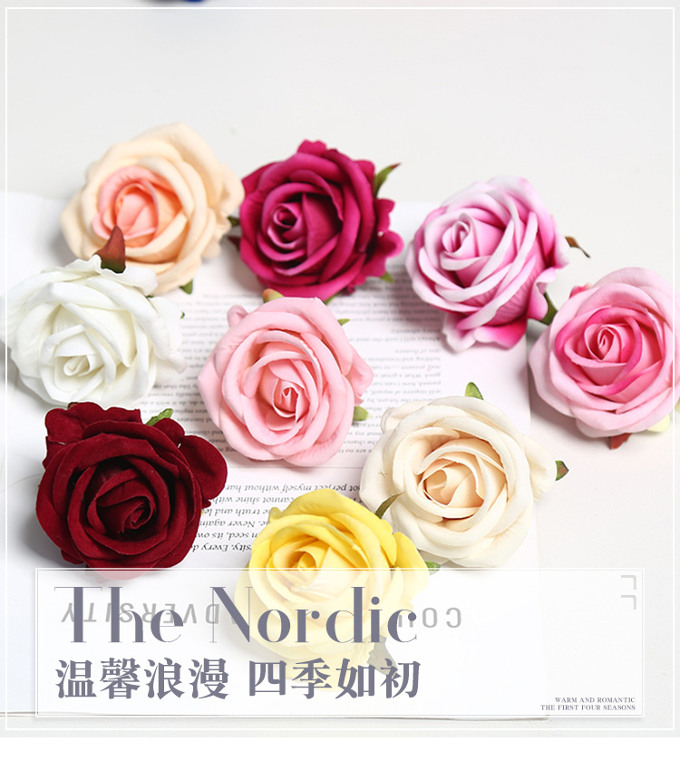 7cm绒布玫瑰花头婚庆花瀑布工程装饰花酒店花墙拱门插花外贸跨境详情1