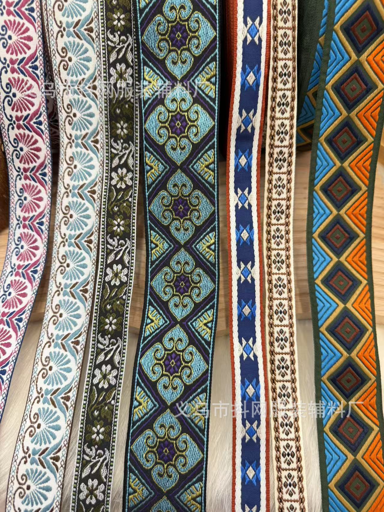 2cm-5cm Ethnic-style jacquard embroidery webbing, diy home textiles, performance costumes, decorative accessories, gift box packaging wholesale pic 5