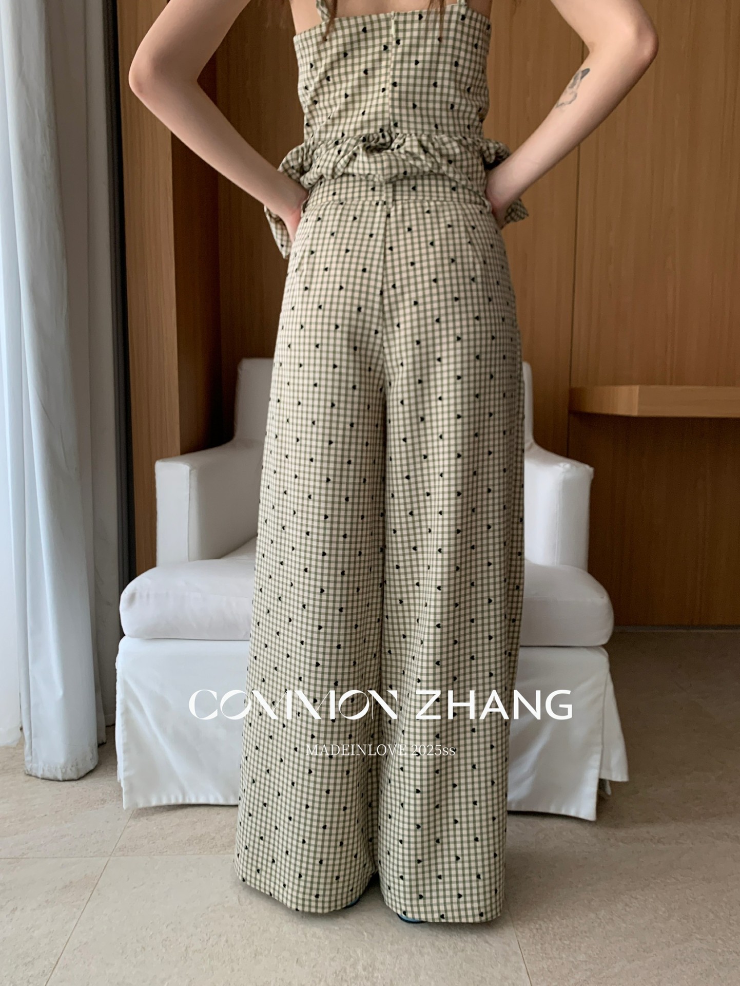CZ ZHANG Summer Korean stylish striped checkered polka dot drape floor-length wide-leg versatile casual pants A24286 pic 15