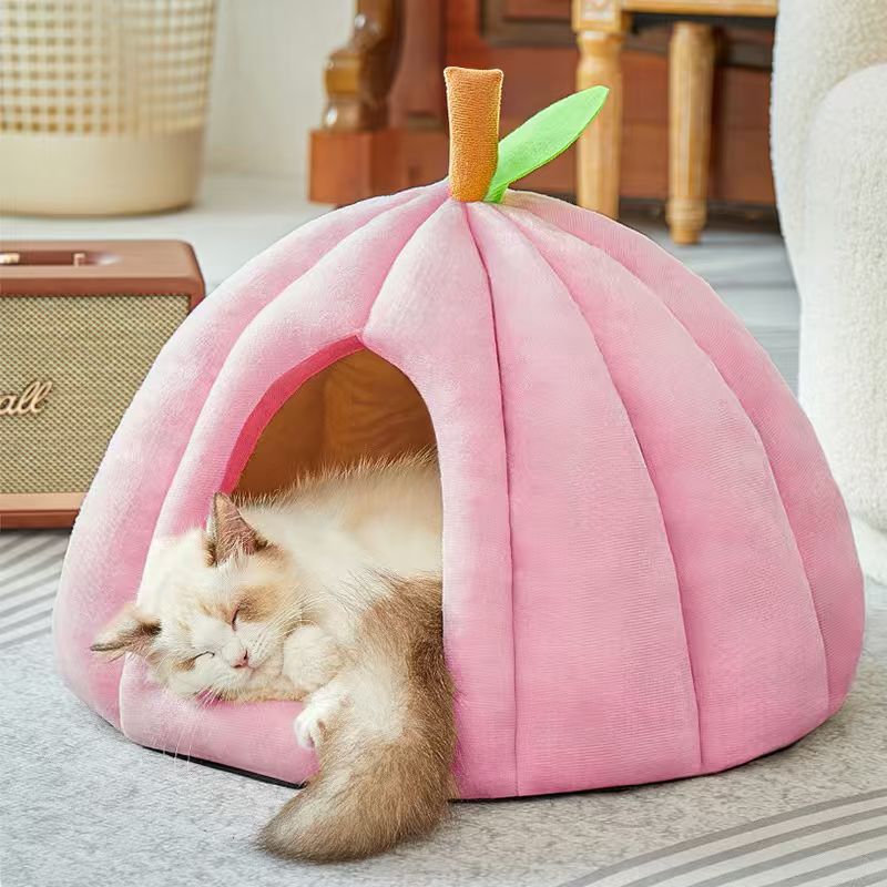 厂家直供南瓜窝四季通用猫窝狗窝猫咪封闭安全感睡觉窝加厚宠物窝详情19